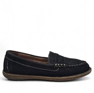 Born Nernia Black Nubuck Leather Penny‎ Loafers Slip On Shoes